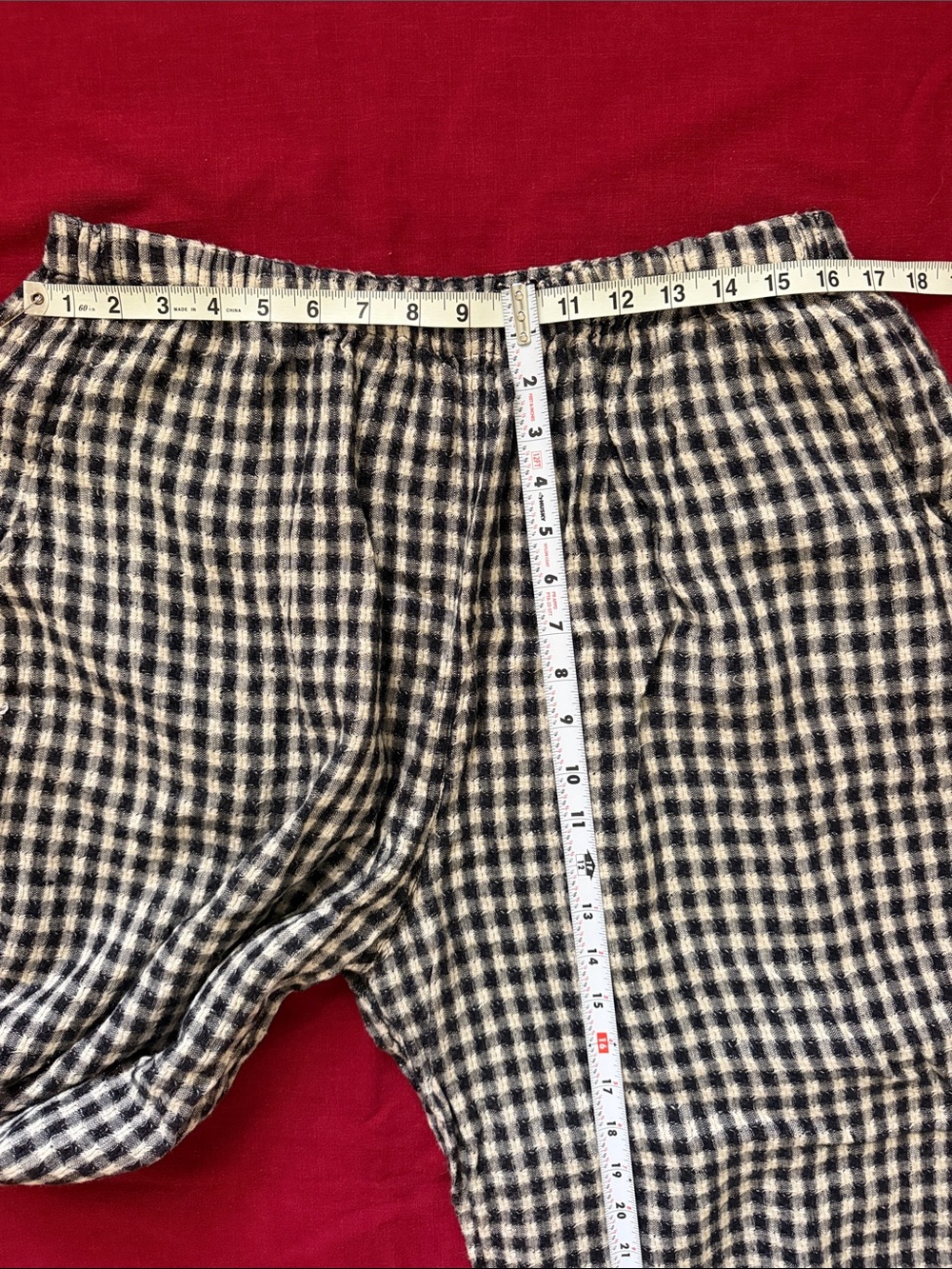 Flax Sz L Black and White Gingham Wide-Leg Pants - Picture 10 of 14